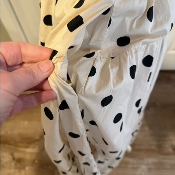 En Saison,  NWT Polka Dot Smocked Midi Dress Bow Strap Pockets, Size M - Picture 8 of 13